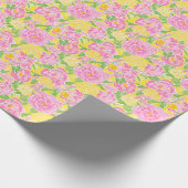 Preppy Palm Beach Print roze en gele bloemen Cadeaupapier (Hoek)