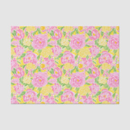 Preppy Palm Beach Print roze en gele bloemen Tissuepapier