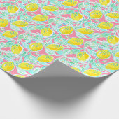 Preppy Palm Beach Print roze en gele citroenen Cadeaupapier (Hoek)