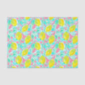 Preppy Palm Beach Print roze en gele citroenen Tissuepapier (Voorkant)