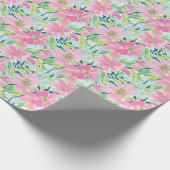 Preppy Palm Beach Print Roze en groene bloemen Cadeaupapier (Hoek)