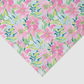 Preppy Palm Beach Print Roze en groene bloemen Tissuepapier (Detail)