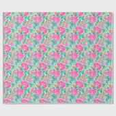 Preppy Palm Beach Print Roze en groene tijgers Cadeaupapier (Vlak)