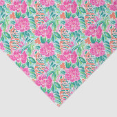 Preppy Palm Beach Print Roze en groene tijgers Tissuepapier (Detail)