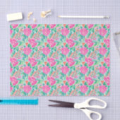Preppy Palm Beach Print Roze en groene tijgers Tissuepapier (Craft)