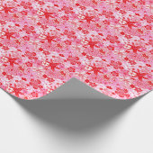 Preppy Palm Beach Print Roze en rode bloemen Cadeaupapier (Hoek)