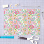 Preppy Palm Beach Print roze & gele bloemen Tissuepapier (Craft)