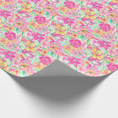Preppy Palm Beach Print roze & gele lelie bloemen Cadeaupapier (Hoek)