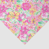 Preppy Palm Beach Print roze & gele lelie bloemen Tissuepapier (Detail)