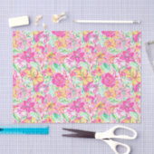 Preppy Palm Beach Print roze & gele lelie bloemen Tissuepapier (Craft)