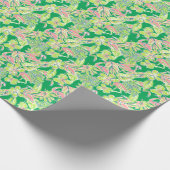 Preppy Palm Beach Print Roze & Groene Flamingo's Cadeaupapier (Hoek)