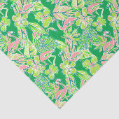 Preppy Palm Beach Print Roze & Groene Flamingo's Tissuepapier (Detail)