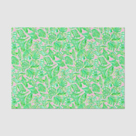 Preppy Palm Beach Print roze & groene zeeschelpen Tissuepapier