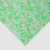Preppy Palm Beach Print roze & groene zeeschelpen Tissuepapier (Detail)