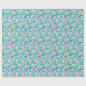 Preppy Palm Beach Print Roze zeilboten Cadeaupapier (Vlak)