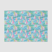 Preppy Palm Beach Print Roze zeilboten Tissuepapier (Voorkant)