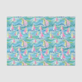 Preppy Palm Beach Print Roze zeilboten Tissuepapier
