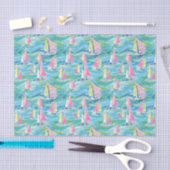 Preppy Palm Beach Print Roze zeilboten Tissuepapier (Craft)