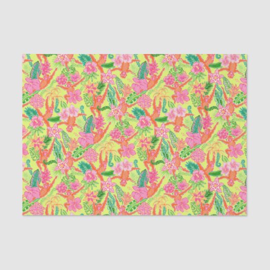 Preppy Palm Beach Print Schattigee orang-oetans Tissuepapier (Voorkant)