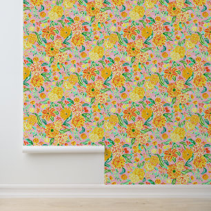 Preppy Palm Beach Roze & Sinaasappel Behang
