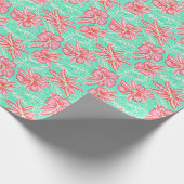 Preppy Palm Beach tropische bloemen patroon Cadeaupapier (Hoek)