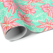 Preppy Palm Beach tropische bloemen patroon Cadeaupapier (Rol Hoek)
