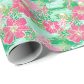 Preppy Palm Beach tropische bloemen patroon Cadeaupapier (Rol Hoek)