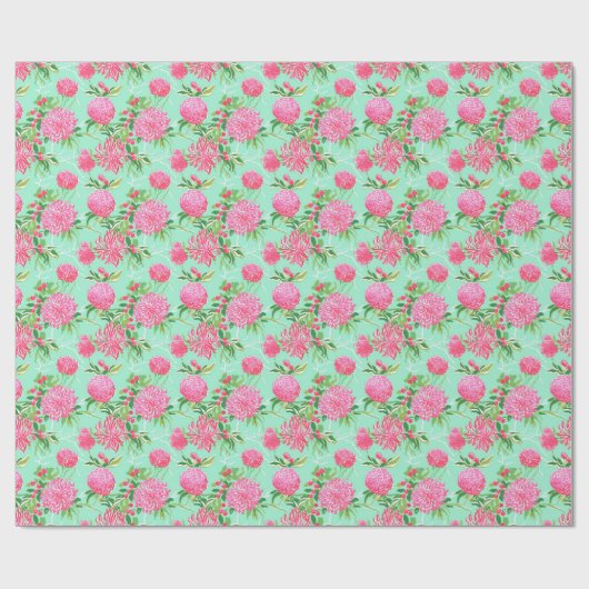 Preppy Palm Beach tropische bloemen patroon Cadeaupapier (Vlak)