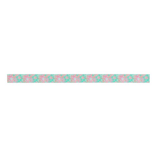 Preppy Palm Beach tropische bloemen patroon Grosgrain Lint (Voorkant)
