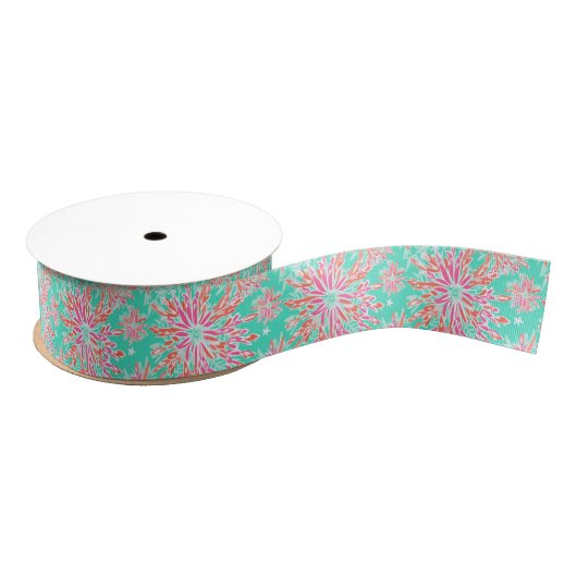Preppy Palm Beach tropische bloemen patroon Grosgrain Lint (Spoel)