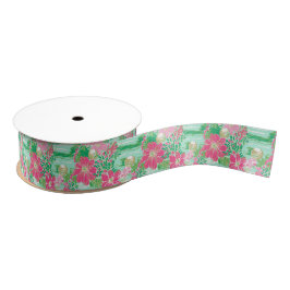Preppy Palm Beach tropische bloemen patroon Grosgrain Lint
