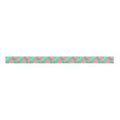 Preppy Palm Beach tropische bloemen patroon Grosgrain Lint (Voorkant)