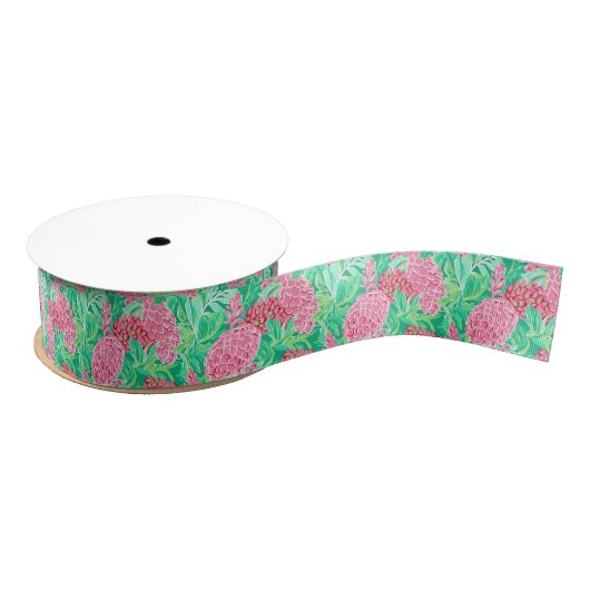 Preppy Palm Beach tropische bloemen patroon Grosgrain Lint (Spoel)