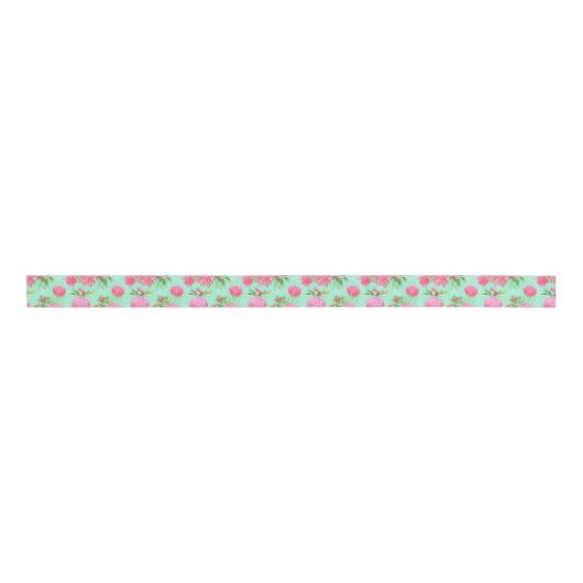 Preppy Palm Beach tropische bloemen patroon Grosgrain Lint (Voorkant)