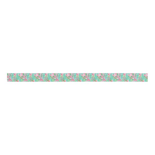 Preppy Palm Beach tropische bloemen patroon Grosgrain Lint (Voorkant)