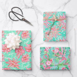 Preppy Palm Beach tropische bloemen patroon Inpakpapier Vel
