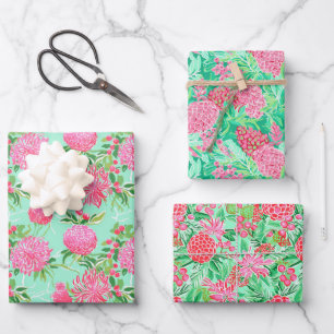 Preppy Palm Beach tropische bloemen patroon Inpakpapier Vel