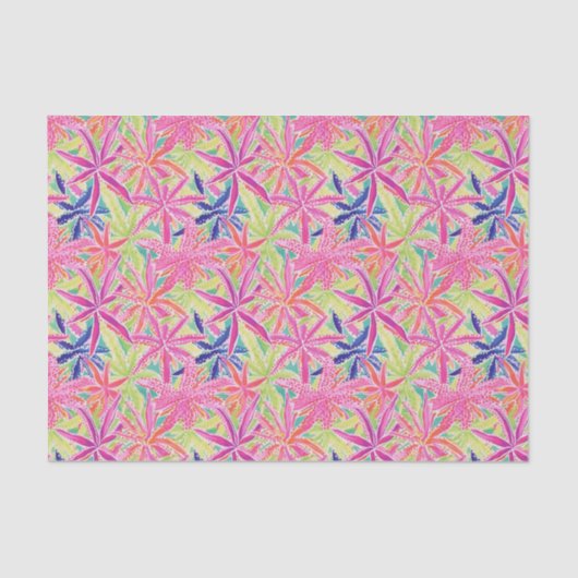 Preppy Palm Beach tropische bloemen patroon Tissuepapier (Voorkant)