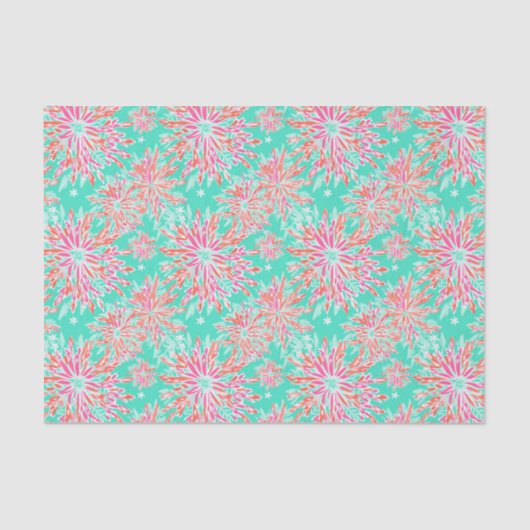 Preppy Palm Beach tropische bloemen patroon Tissuepapier (Voorkant)