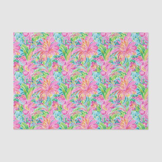 Preppy Palm Beach tropische bloemen patroon Tissuepapier (Voorkant)