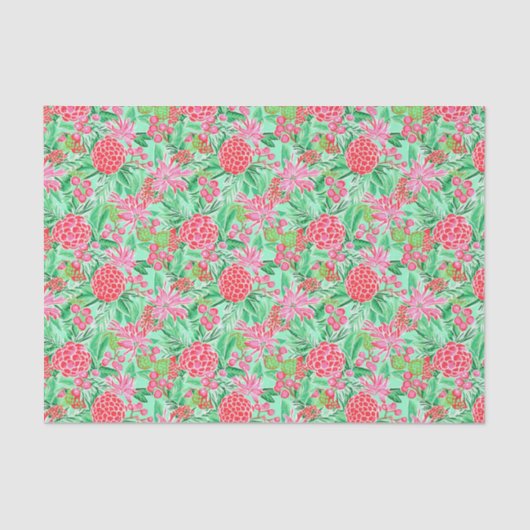 Preppy Palm Beach tropische bloemen patroon Tissuepapier (Voorkant)