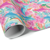 Preppy Palm Beach tropische dolfijnen patroon Cadeaupapier (Rol Hoek)