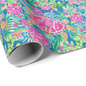 Preppy Palm Beach tropische schildpadden patroon Cadeaupapier (Rol Hoek)