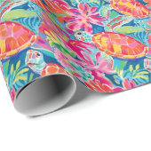 Preppy Palm Beach tropische schildpadden patroon Cadeaupapier (Rol Hoek)
