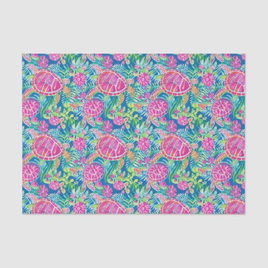 Preppy Palm Beach tropische schildpadden patroon Tissuepapier (Voorkant)