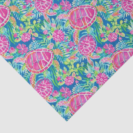 Preppy Palm Beach tropische schildpadden patroon Tissuepapier (Detail)