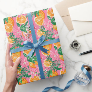 Preppy Palm Beach Tropische Sinaasappels Patroon Cadeaupapier