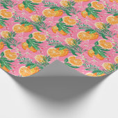 Preppy Palm Beach Tropische Sinaasappels Patroon Cadeaupapier (Hoek)