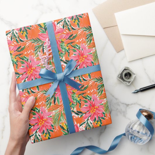 Preppy Palm Beach Tropische Sinaasappels Patroon Cadeaupapier (Geschenken)