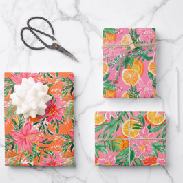 Preppy Palm Beach Tropische Sinaasappels Patroon Inpakpapier Vel